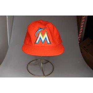 Miami Marlins Orange Hat 7 3/8 New Era Fitted Official On Field Cap Baseball MLB